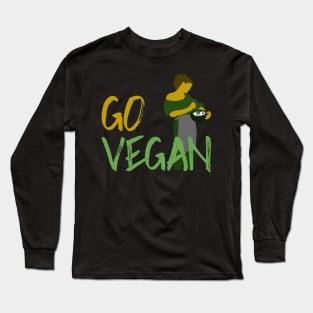 Go Vegan Lady Long Sleeve T-Shirt